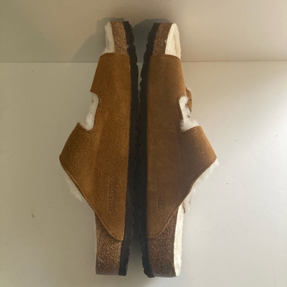 Birkenstock Arizona Shearling Suede Leather Slide in Mink NWOT - Picture 12 of 14